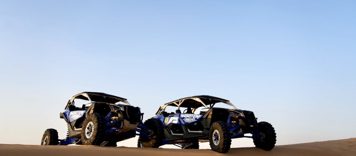 DSC00520 two blue dune buggies in the desert
